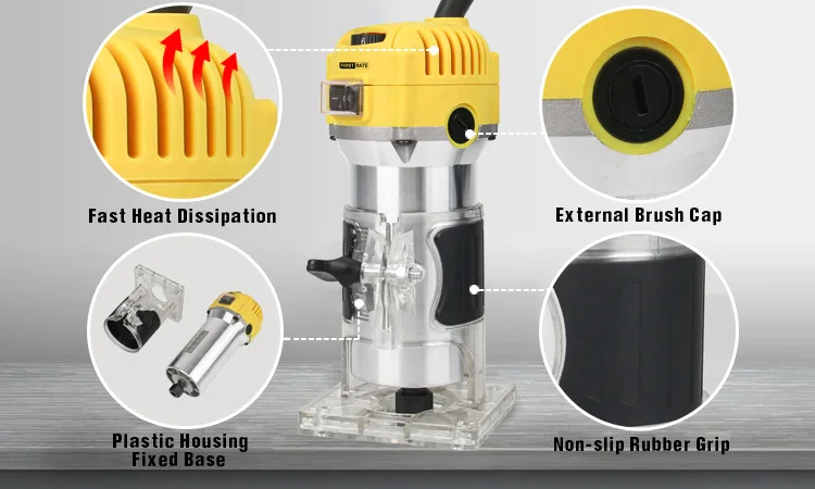 Hand Wood Electric Router Edge Trimmer Metal Blade Wood Router Machine