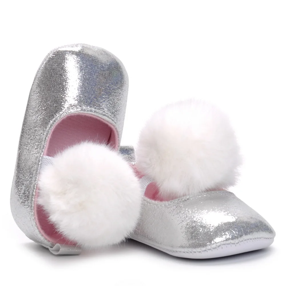 Fashion new baby shoes 0-1 year old big hair ball elastic girl baby fashion single shoes toddler shoes manufacturers wholesale