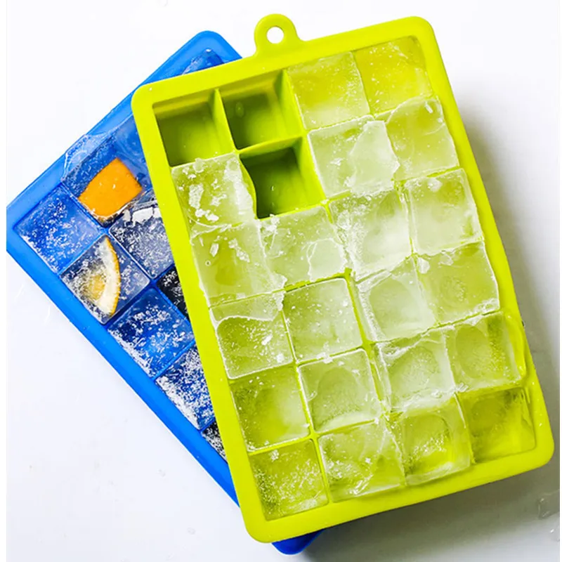 24 Cavity Flexible Stackable Easy Release Food Grade Bpa Free Ice Ball Cube Tray Molds Silicone Ice Cube Tray With Cover