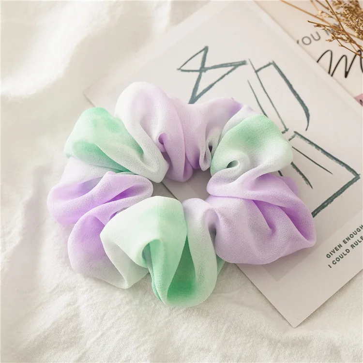 Spring Summer New Lightweight Chiffon Tie-dye Scrunchie High Stretch Elastic Hair Band
