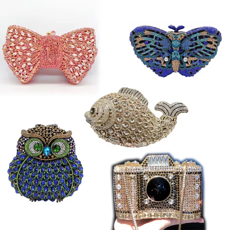 Hot Sell Elegant Bling Women Evening Rhinestone Clutch Bag Shape Luxury Party Ladies Diamond Purse Handbag Crystal Bags