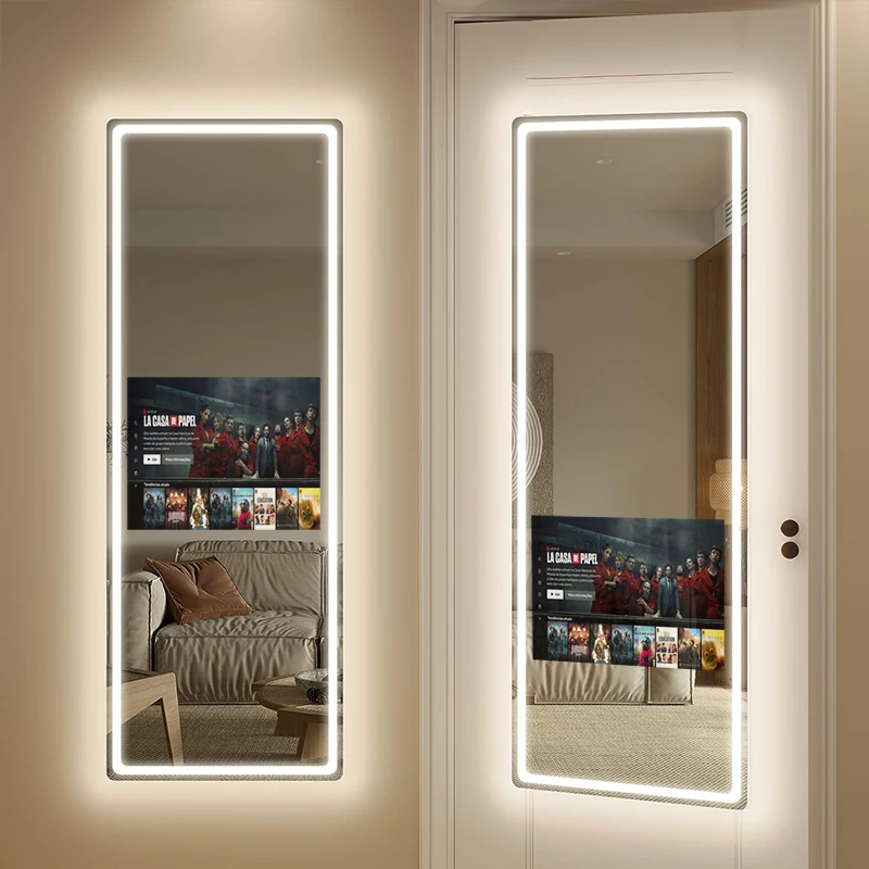 65 inches hidden tv mirror anti fog bathroom smart mirror with led light smart mirror 3d