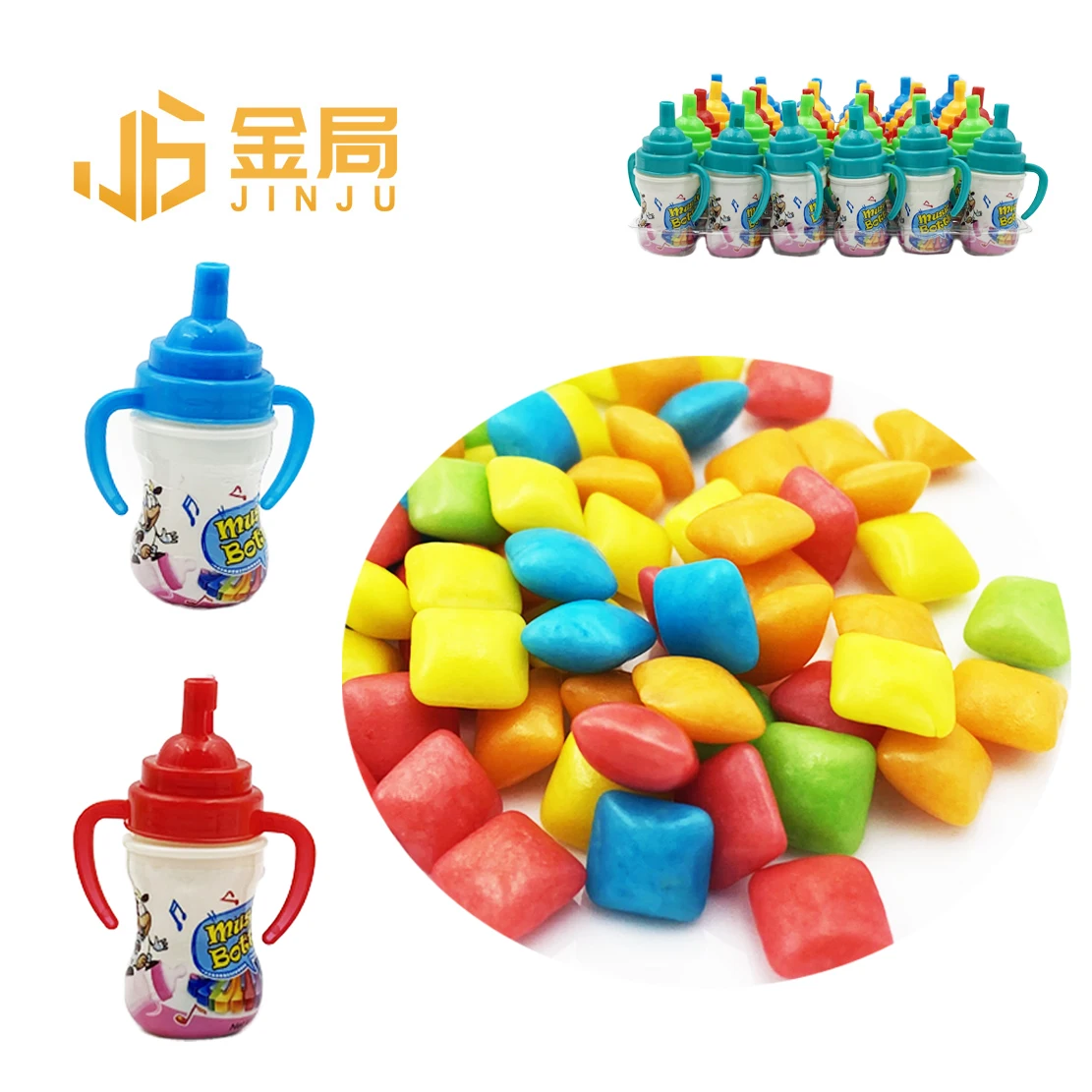Hot Sell Mini Feeding Bottled Bubble Gum Fruity Flavor Wholesale Mini Colorful Chewing Gum