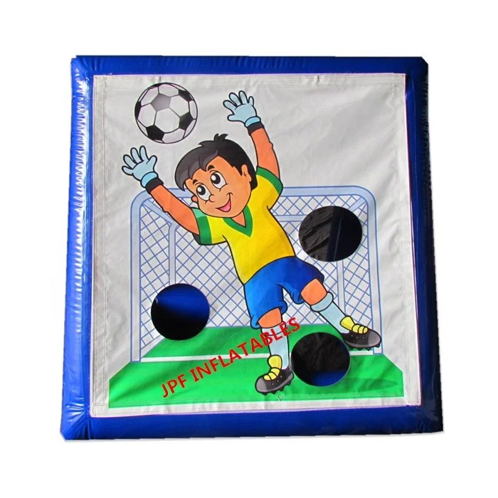 Air tight inflatable football shootout game with removable banner / inflatable soccer toss game