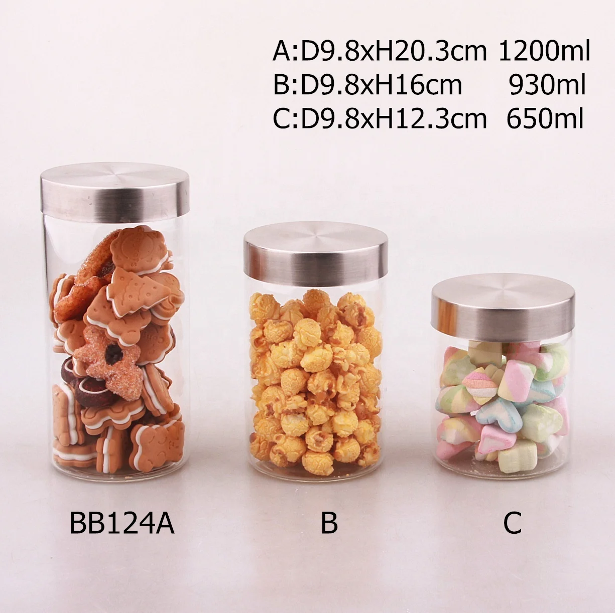 empty kitchen storage clear large high borosilicate glass storage food tank jars with screw stainless steel lid