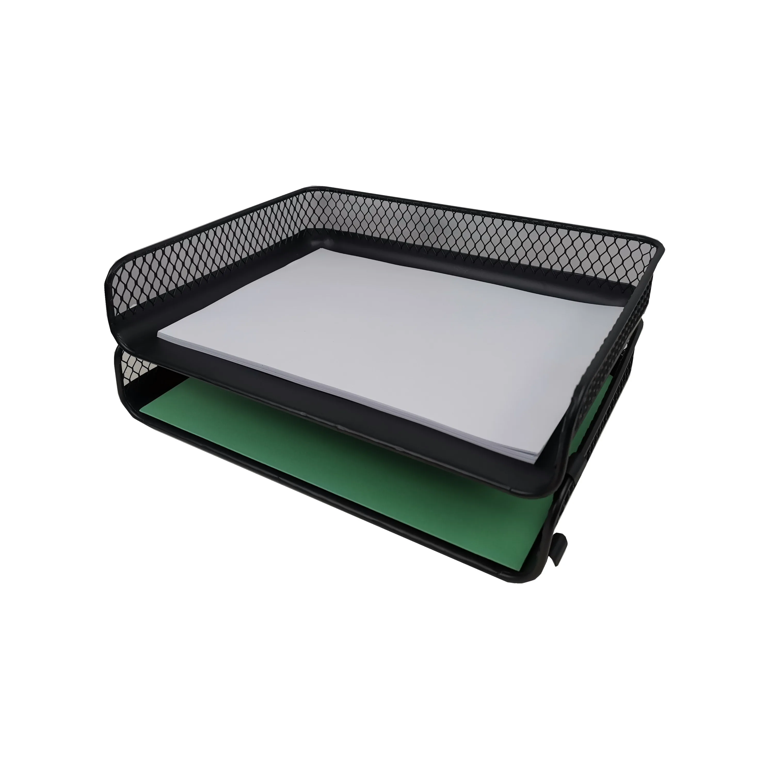 Desk Organizer Mesh Paper Tray 2 Tier Office File Organizer Stackable Storage Rack for Desk Accessories