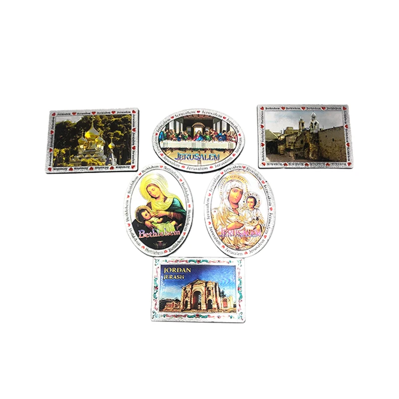 Modern Design Customized Travel Souvenir Style Aluminum Foil Fridge Magnets Resin Material Magnetic Sticker Home Tourist Theme