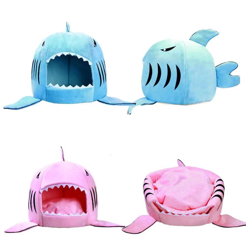 Washable Shark Pet House Cave Bed For Dog Cat With Removable Cushion And Waterproof Bottom Pet House
