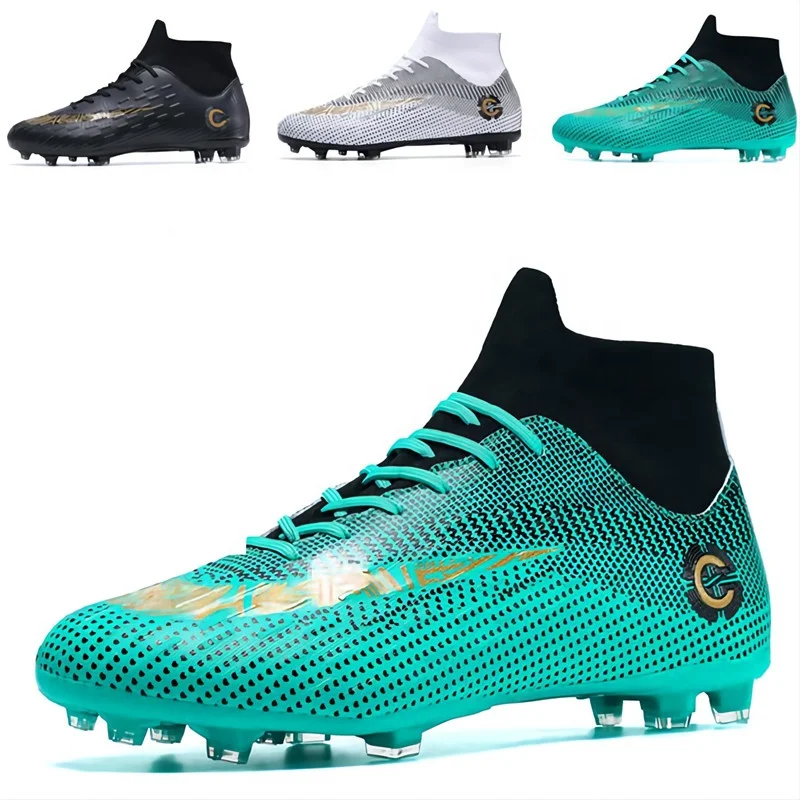 China Factory Cheap Most Popular Design Breather Cleats Professional High Ankle Knitting Football Shoes Soccer Boots