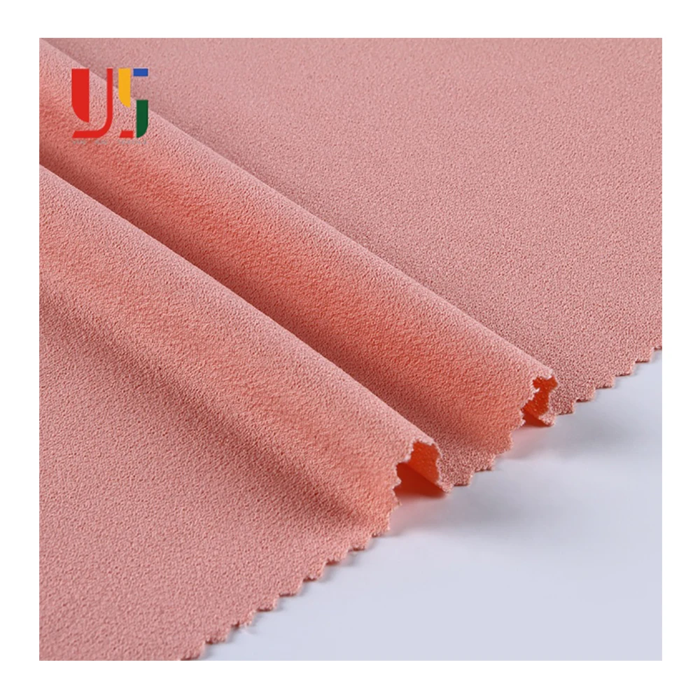 Pink Ity Knitted Single Jersey Spandex polyester Crepe Fabric Textile 100% Polyester