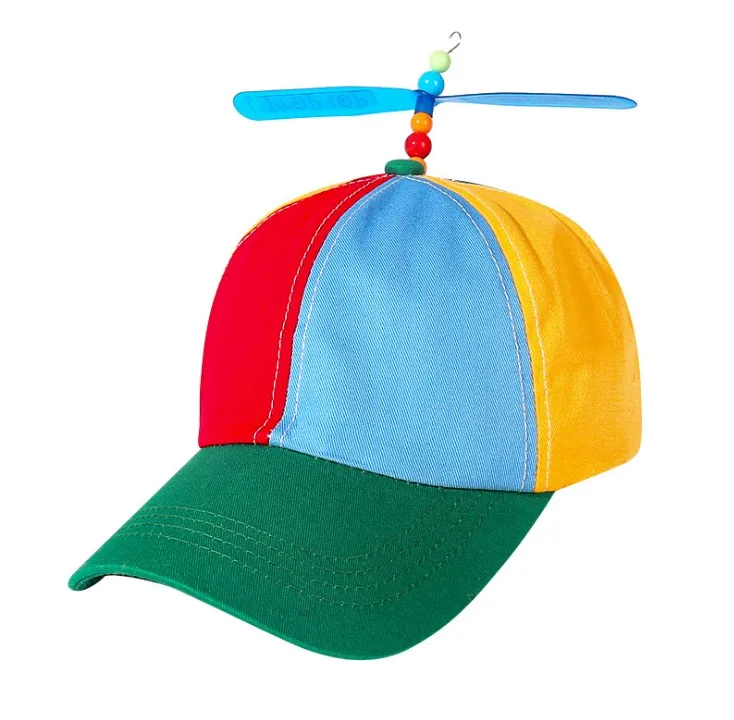 Hot Kids and Adult Helicopter Propeller Baseball Caps Colorful Patchwork Cap Hat Bamboo Dragonfly Parent-child Snapback Caps