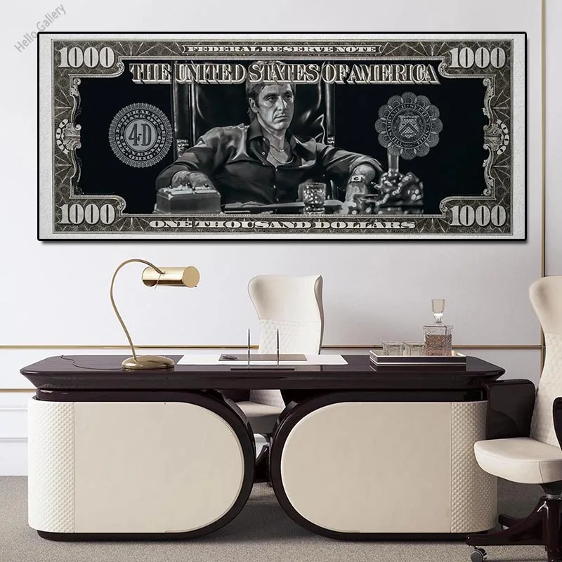 Home Decor Artwork Classic Movie Money Scarface Tony Montana Poster Dollar Pictures Prints Canvas Pop Money Art Wall Painting