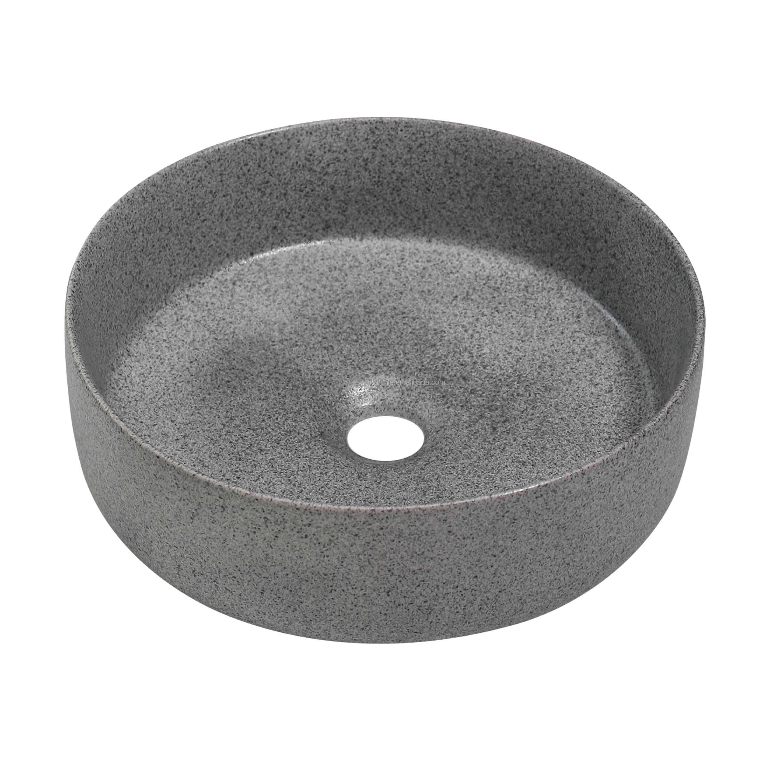 2024 New special design wash basins sink table top washing concrete grey ceramic basins