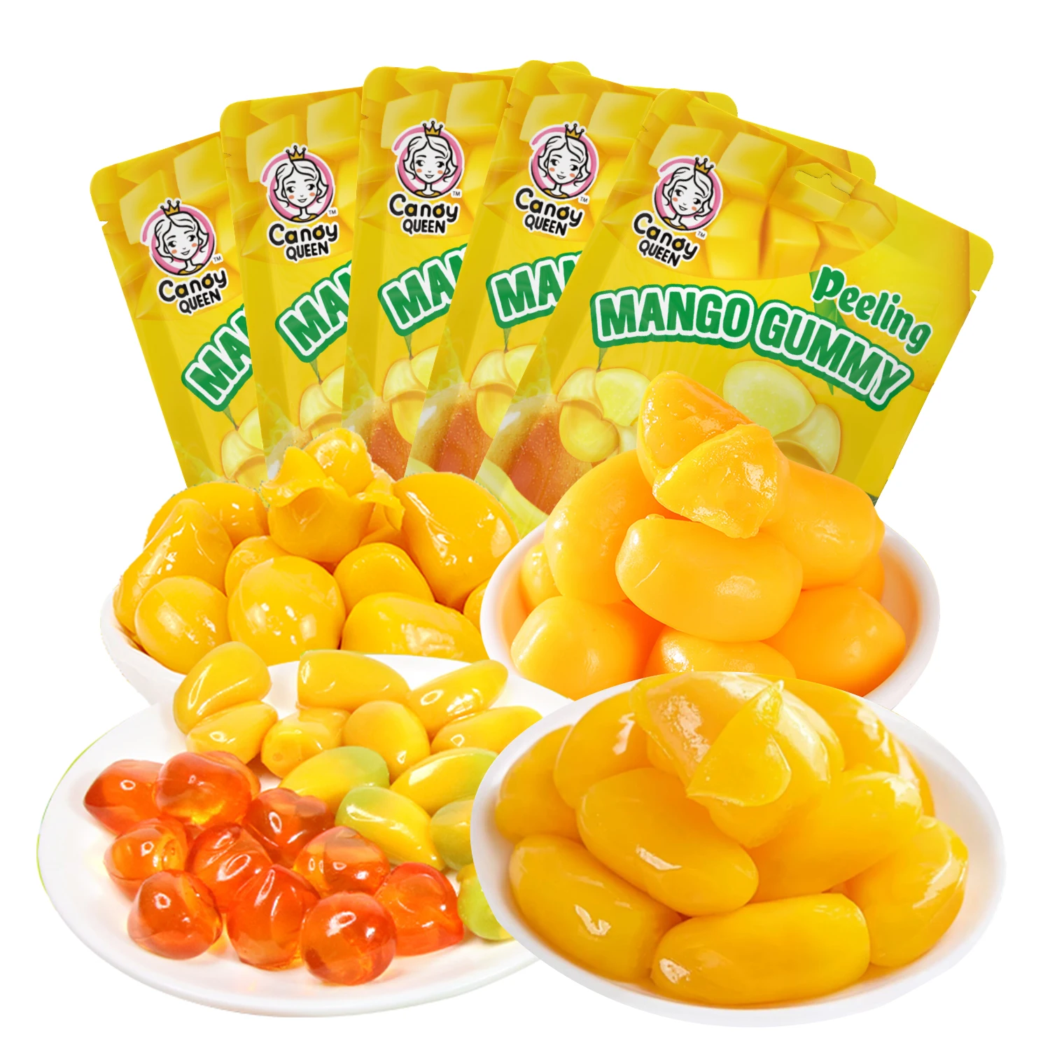 OEM Custom label Korea hot sell soft candy Halal banana mango fruit peeling gummy candy bonbons