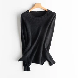 2020 Custom Soft Warm Winter Women Loose Round Neck Ladies 35% Cashmere 65% Merino Wool Sweater
