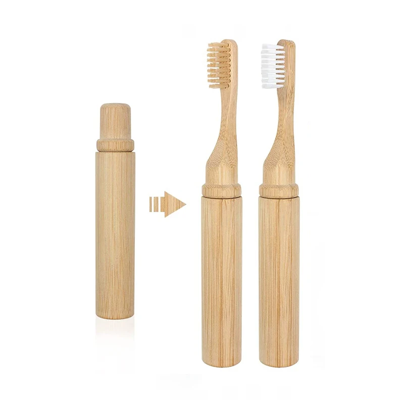 Bamboo Toothbrush Organic 100% Foldable All in One folding bamboo travel toothbrush