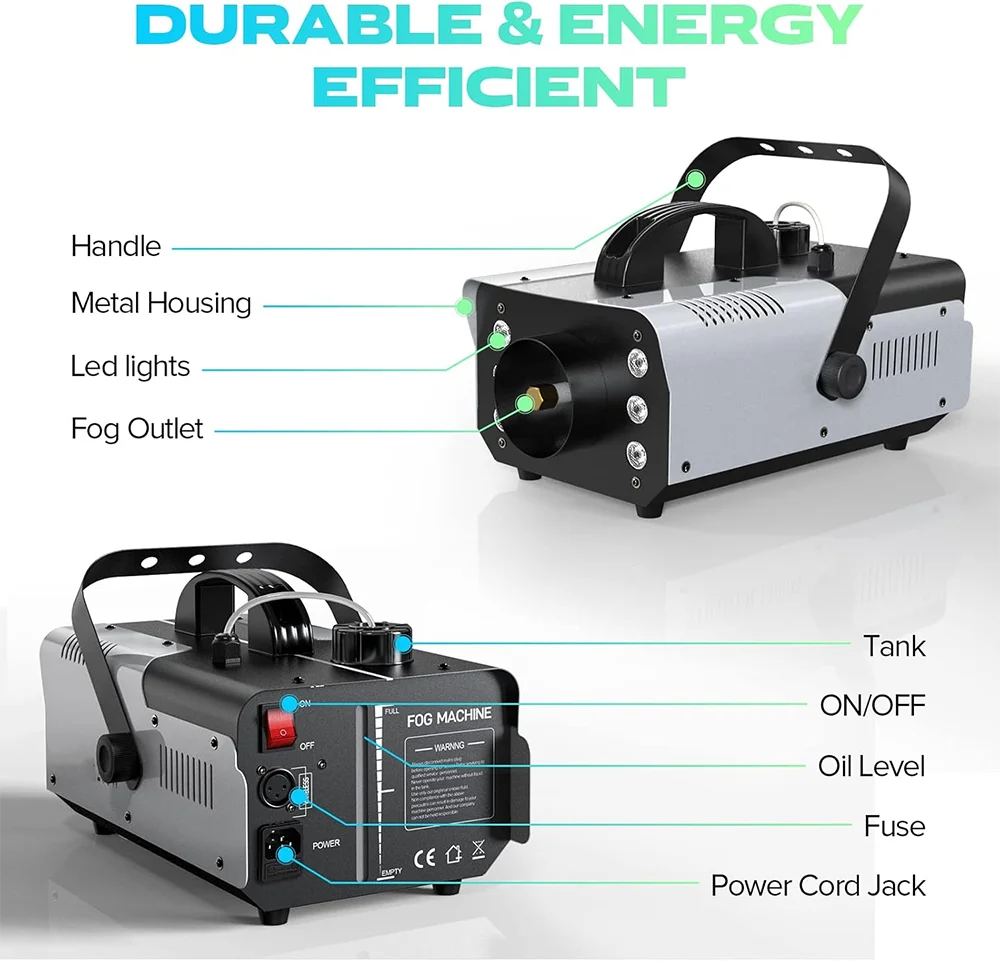 Water Based 6pcs Rgb 3in1 1500watts/1800w Smoke Machine With Stage Effect Light Remote For Wedding Dj Party Led Fog Machine