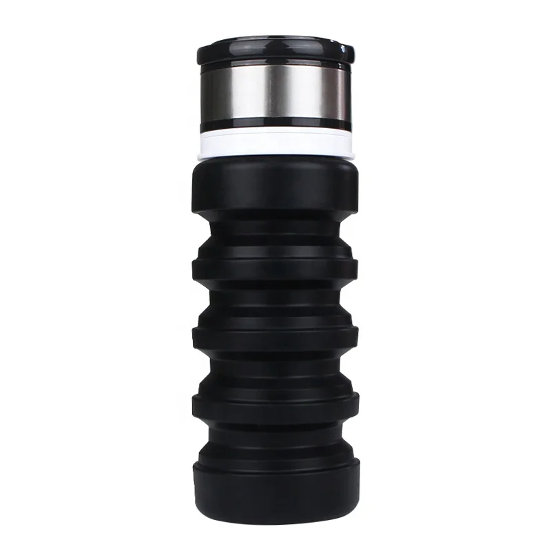 400ml 13oz  bpa free silicone foldable smart water bottle for sport