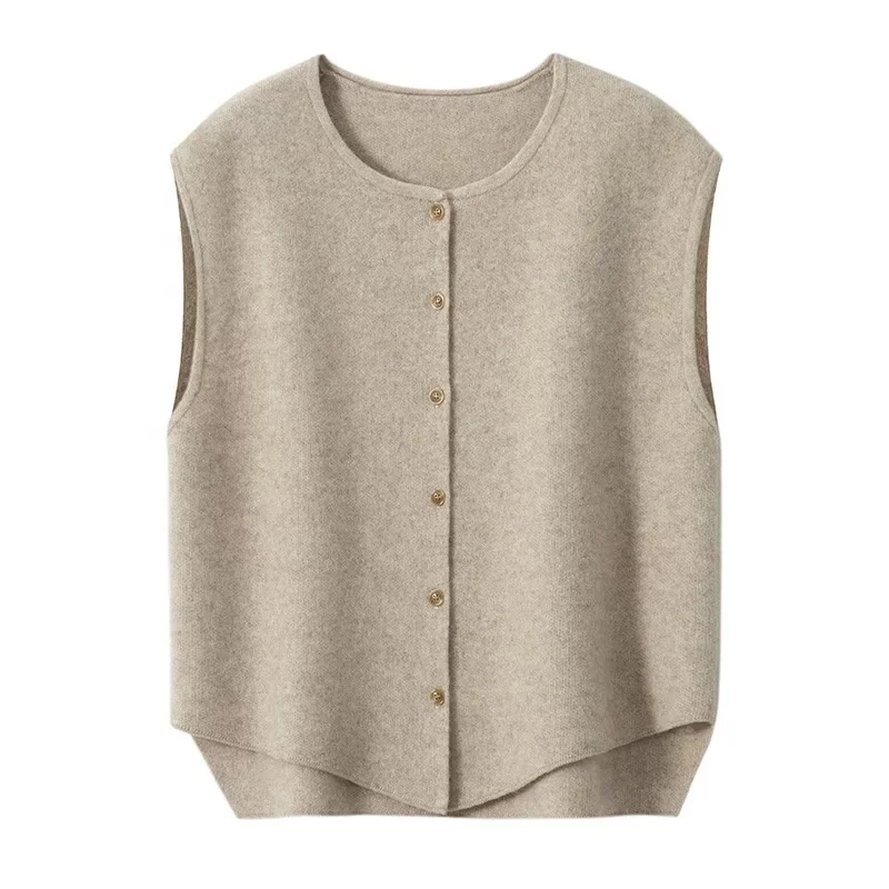 New cashmere loose vest women knitting top wear waistcoat easy match