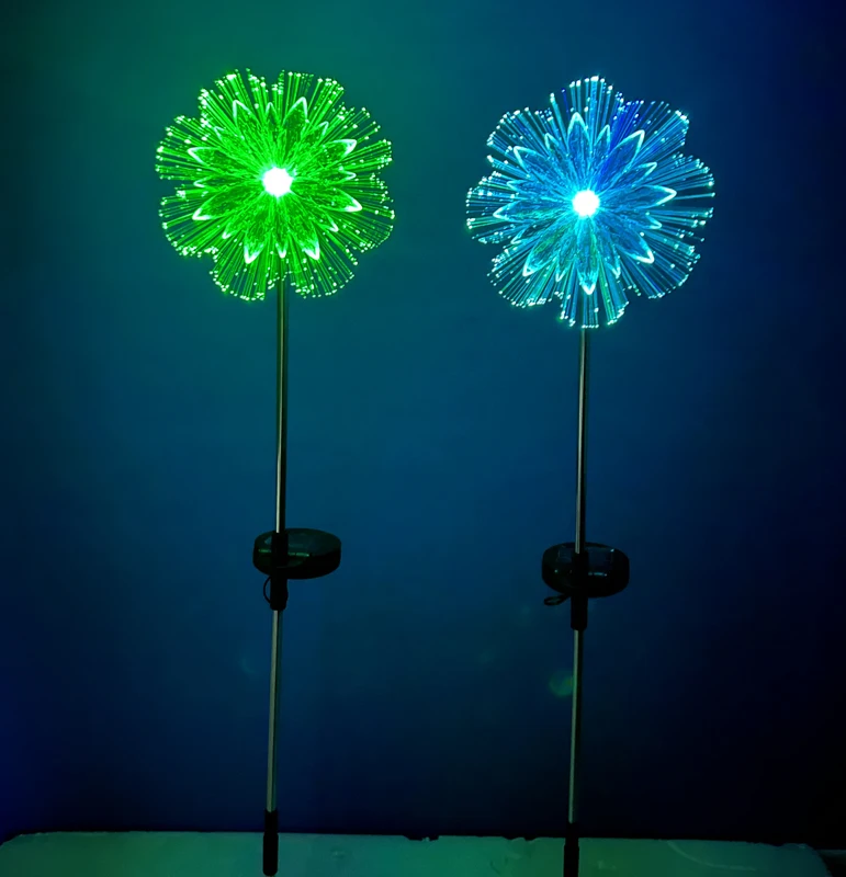 Waterproof outdoor garden Fiber changing light sunFlower solar garden stakes