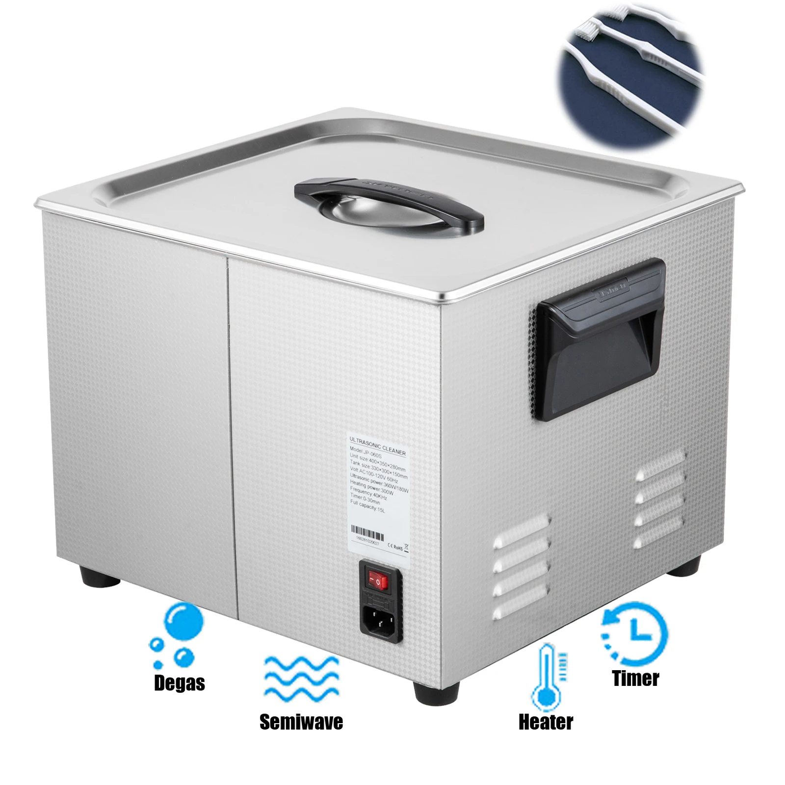 
 Ультразвуковой очиститель зубов с австралийской/американской вилкой, ультразвуковая машина 15 л, цифровой звуковой очиститель, подходит для очистки ювелирных изделий  Ультразвуковой очиститель зубов Австралия/США штекер ультразвуковая машина 15л цифрово