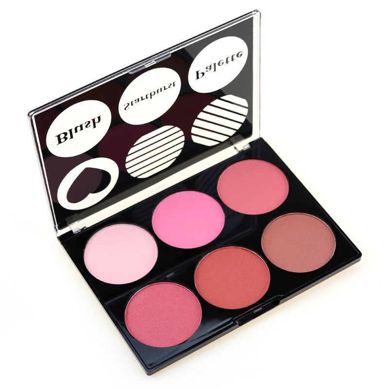 Hot Selling Face Make Up Cosmetics Blusher 6 Colors Waterproof Makeup Blusher Palette