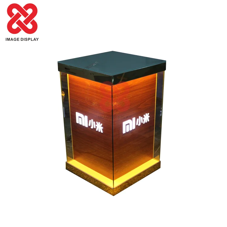 IMAGE LED mobile phone glass display showcase with customized design logo retail store furniture
