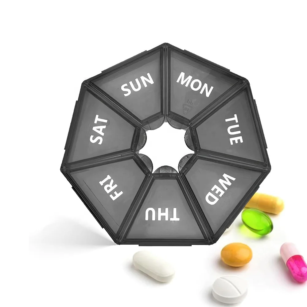 Moisture Proof Pill Box Weekly Small Plastic Pill Organizer for Pills/Vitamin/Fish Oils/Medication