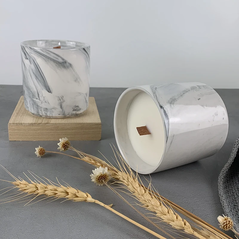 Керамическая банка для свечей с мраморным узором и без воска, уникальная банка для свечей, керамические банки для свечей
