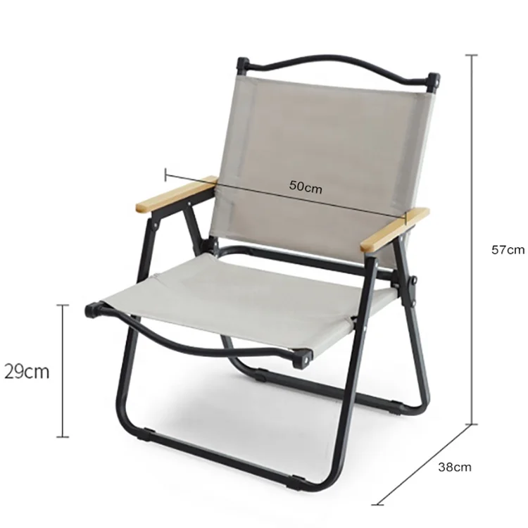 Niceway Outdoor Furniture Kermit Chair Wood Camping Folding Chair Steel Metal Lightweight Beach Chair