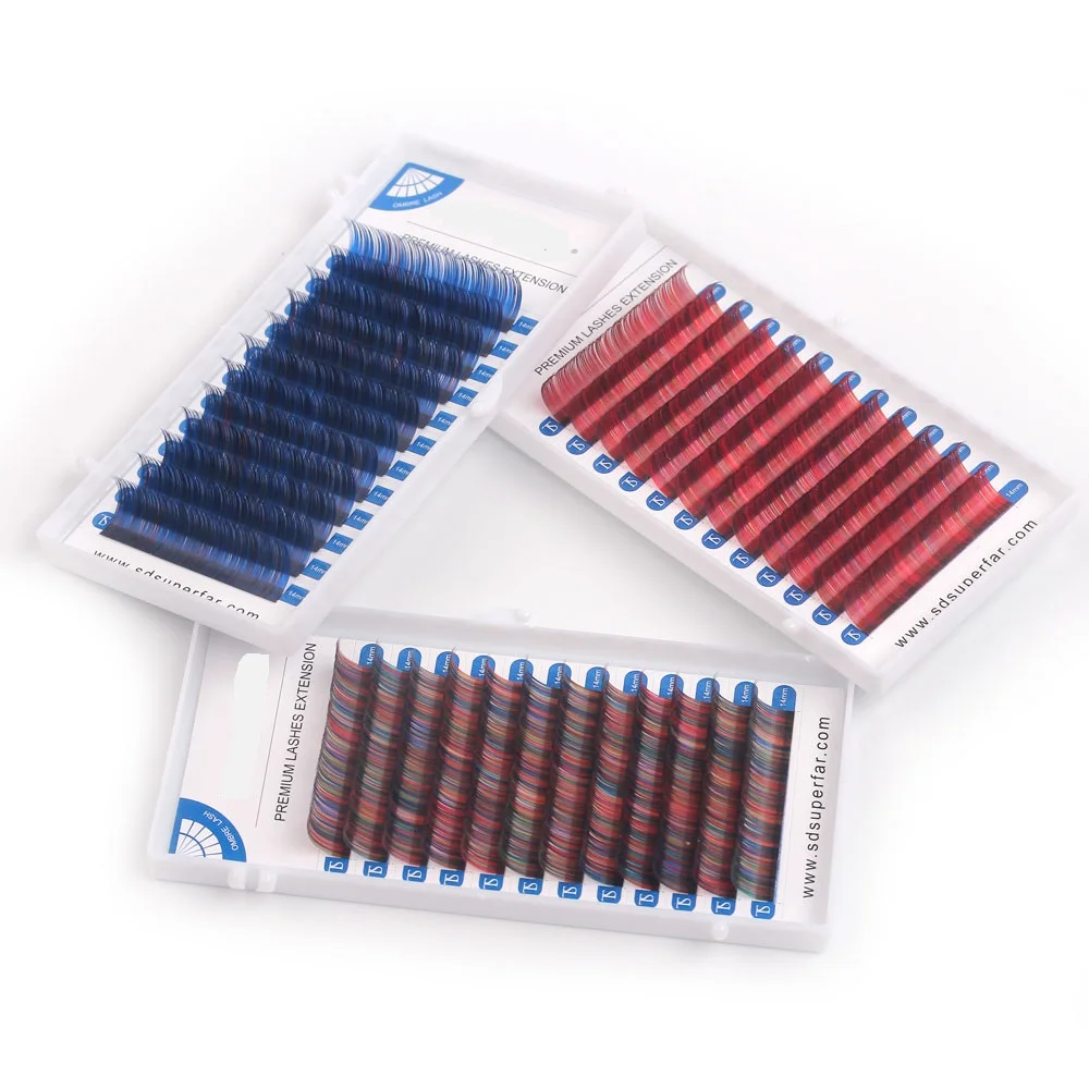 Mix Color Eyelash Extension 0.10mm C/D Curl 8-15mm Individual Color Eyelashes False Mink Cluster Rainbow Eye Lash