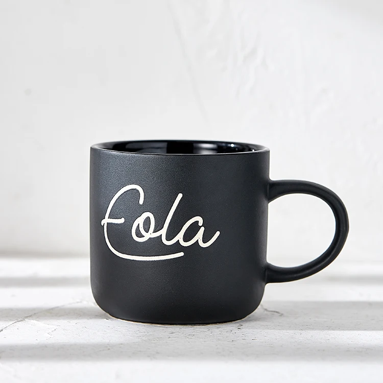 Wholesale gift set christmas matte black nordic 300ml tea cup custom coffee ceramic mugs with logo