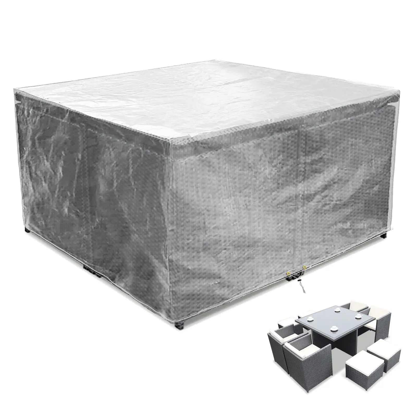 135x135x71cm Outdoor Patio Rattan Cube Set Cover Windproof, Anti-UV for Chair and Table Rattan Sofa Furniture Cover