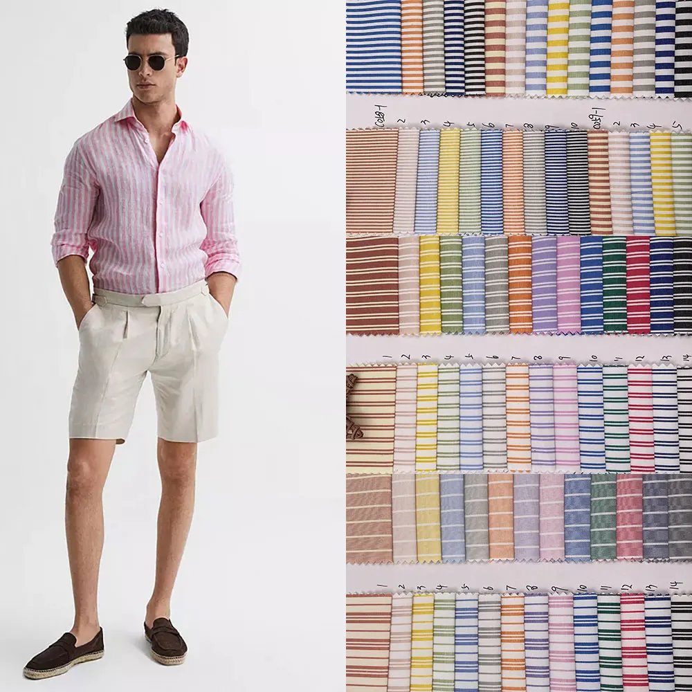 Wholesale Super Soft Woven Stripe Yarn Dyed School Uniform Shirt Skirt Fabric Material