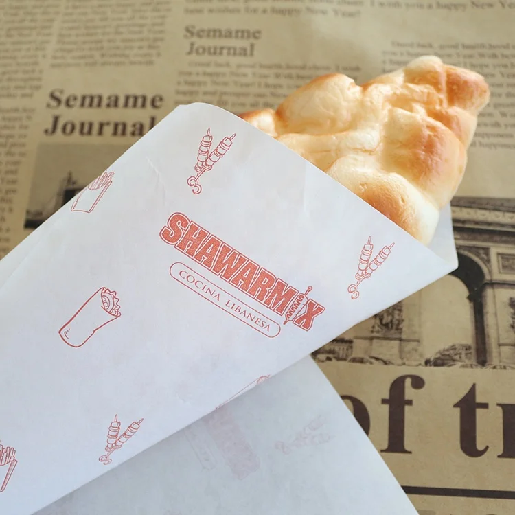 Wholesale custom printed food grade disposable greaseproof fast food wrapping paper