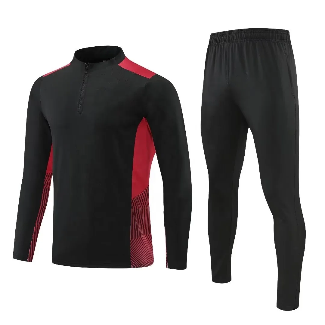 2022 Custom Logo  Warm Up Football Tracksuit Half Zip Sportswear for Kids and Men