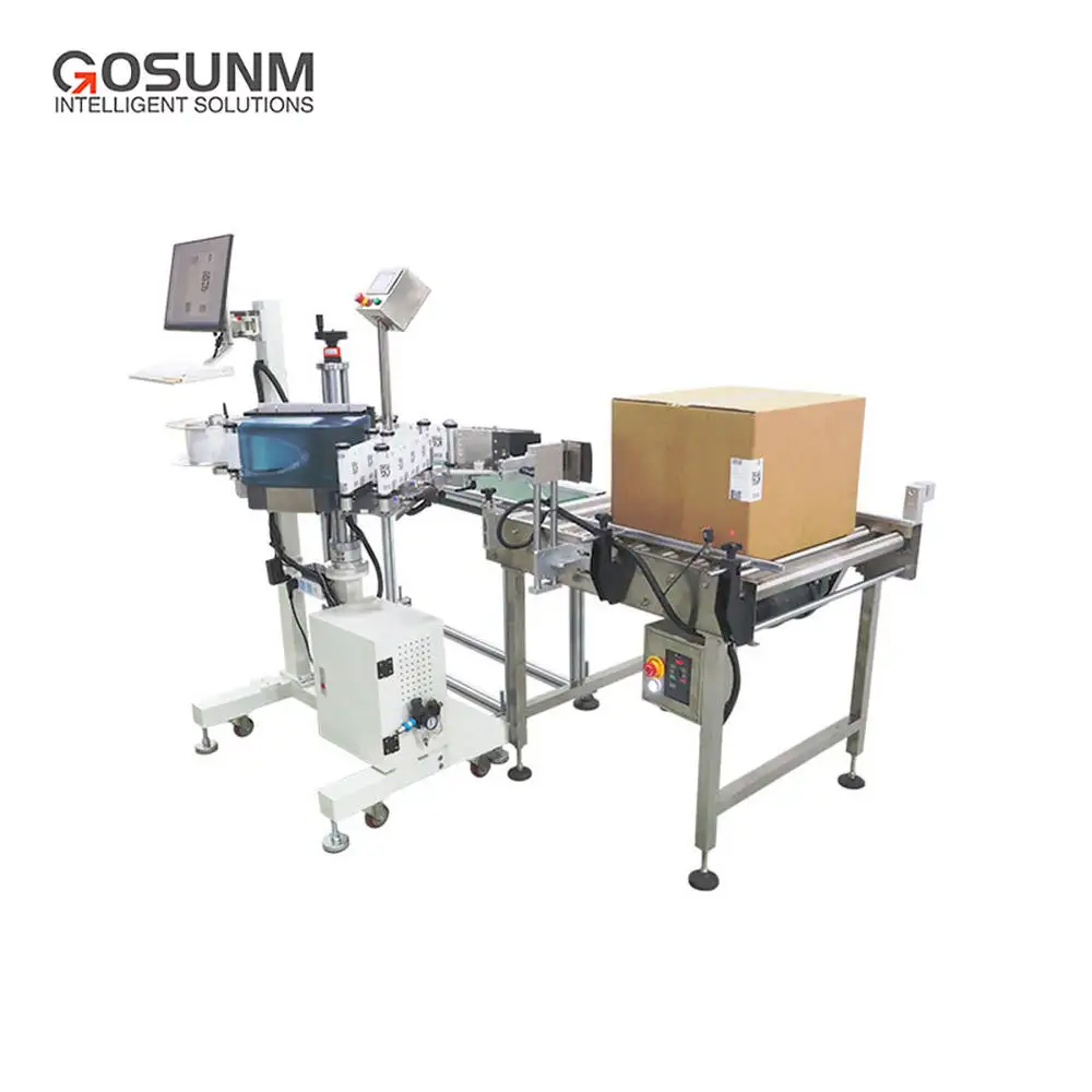 Labeling machine for bag and cartons with printing function One year guarantee label printing and sticking machine