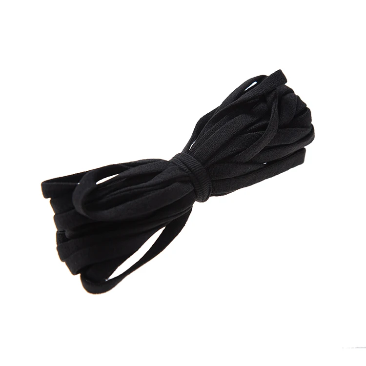 5MM  Earloop   Elastic  Black Flat Thin Cord Holder Soft Ear Tie Rope Elastic Cord