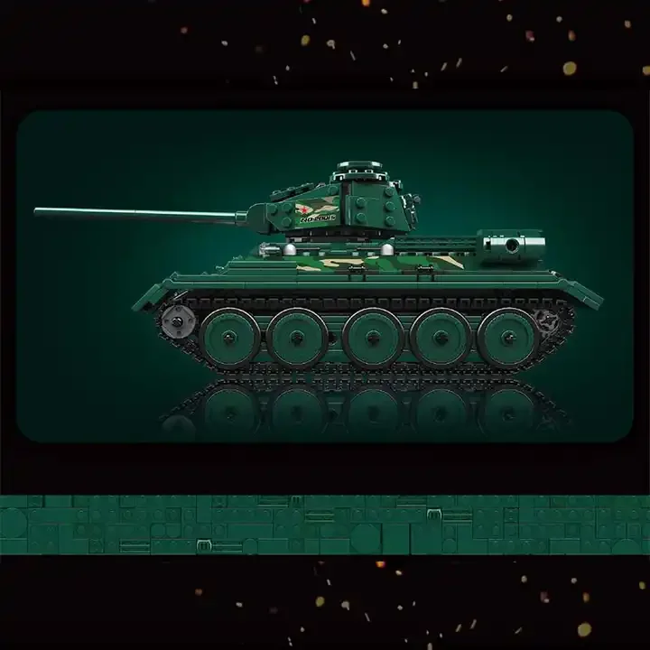 Mould King 20015 Military Motorized Toys Technical APP Remote Control Battle Assembly Model Sets No.T-34 Tank Building Block