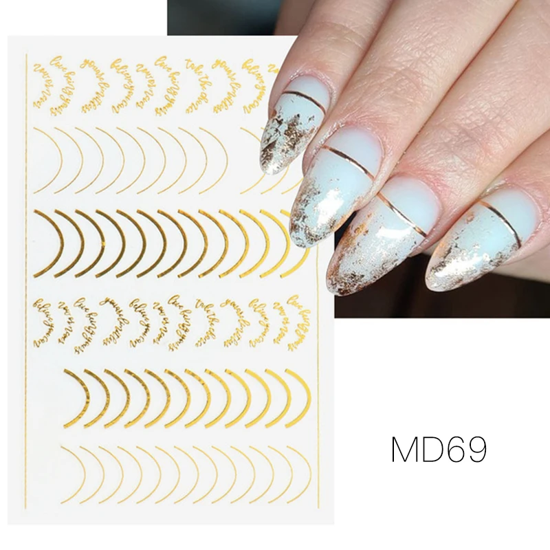 The New Listing Art Gold Decal Custom Buy 2022 For Press On Nail Sticker Luxury 3D french nail sticker