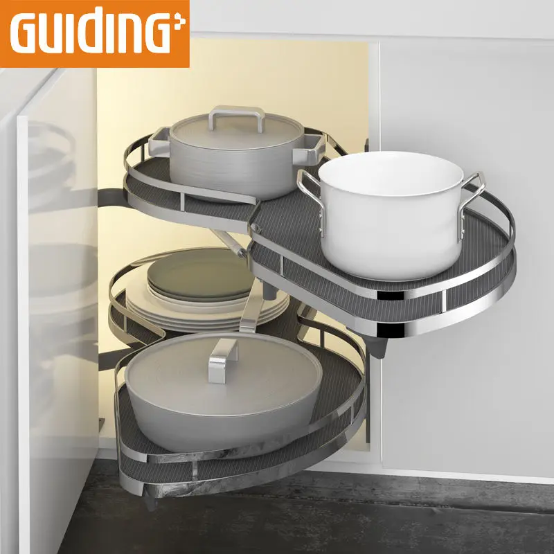 Mdf Base Blind Corner Cabinet Pull Out Soft Closing Magic Corner for Kitchen Corner Cabinet