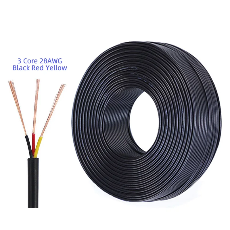 Multi AWM 2464 28AWG 3core Electric Cable for TRS AUX RCA Wire Stereo Wire OD 4.0mm Bare Copper PVC 7/0.12 Black