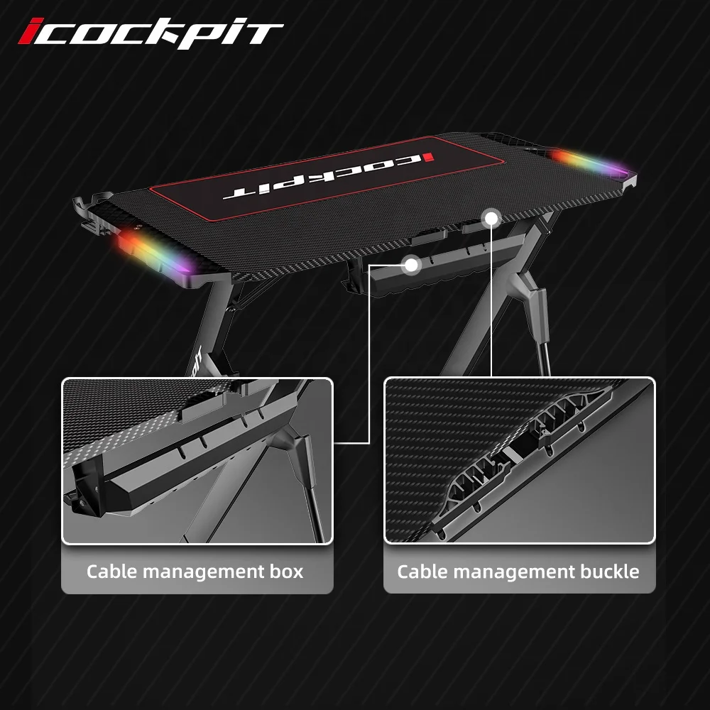 Новейший дизайн игровой стол icquiпита RGB светодиодная лампа компьютерный для ноутбука большой размер Офисный Компьютерный