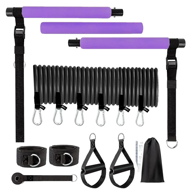 Home Gym Full System Body Leg Stretch Strap Workout Equipment Training Yoga Portable Pilates Bar Kit Fitness Resistance Bands