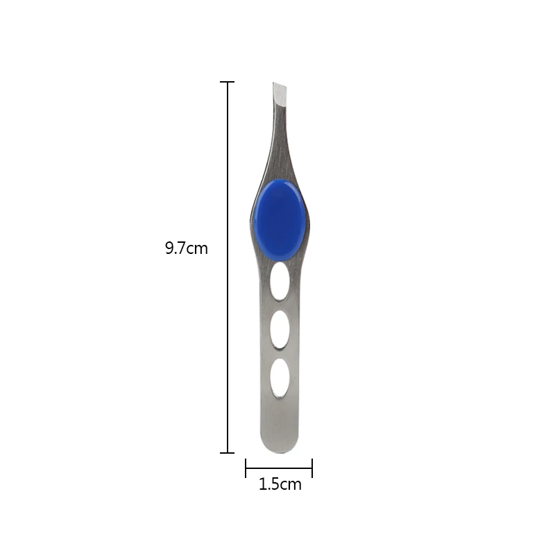 U-Shaped Stainless Steel Slant Flat Sanding Eyebrow Clip Eyelash Tweezer Eyebrow Tweezer With Silicone Handle