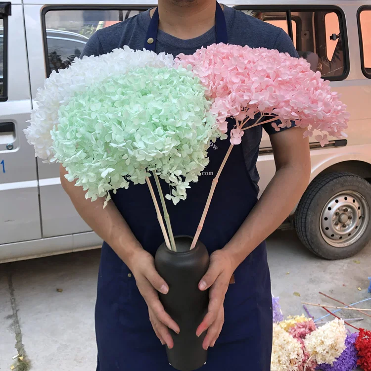 Home Wedding Decorations the Real Touch Natural Dried Hydrangeas flowers artificial Preserved Hydrangeas