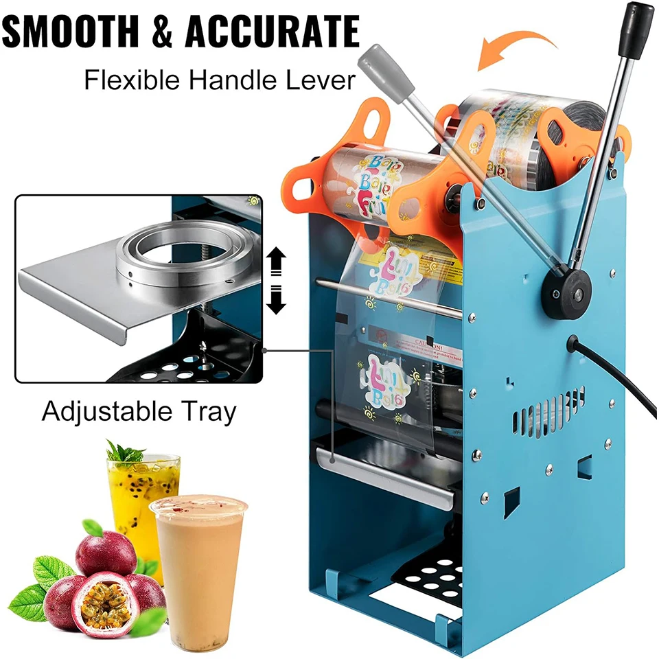 WY802F Manual Cup Sealing Machine Bubble Tea Boba Cup Sealer Plastic or Paper 220V 110V Film Plastic Plate Lid Machine
