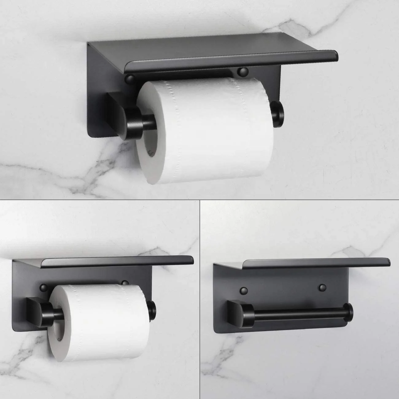 Держатель рулона туалетной бумаги из нержавеющей стали с полкой многофункциональный самоустанавливающийся настенный держатель подставкой для мобильного