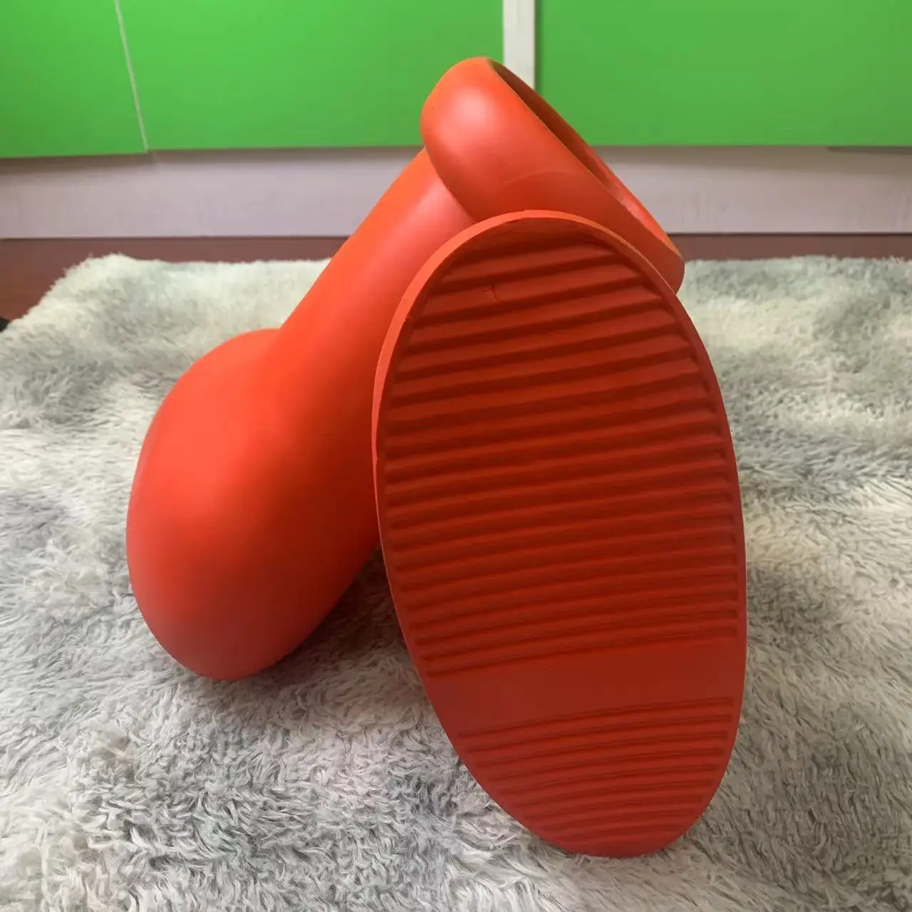 New Designer Unisex Thick Bottom Eva Big Red Boots Slip-On Kids Boots Custom Logo Printing Luxury Cartoon Boy Rainboots