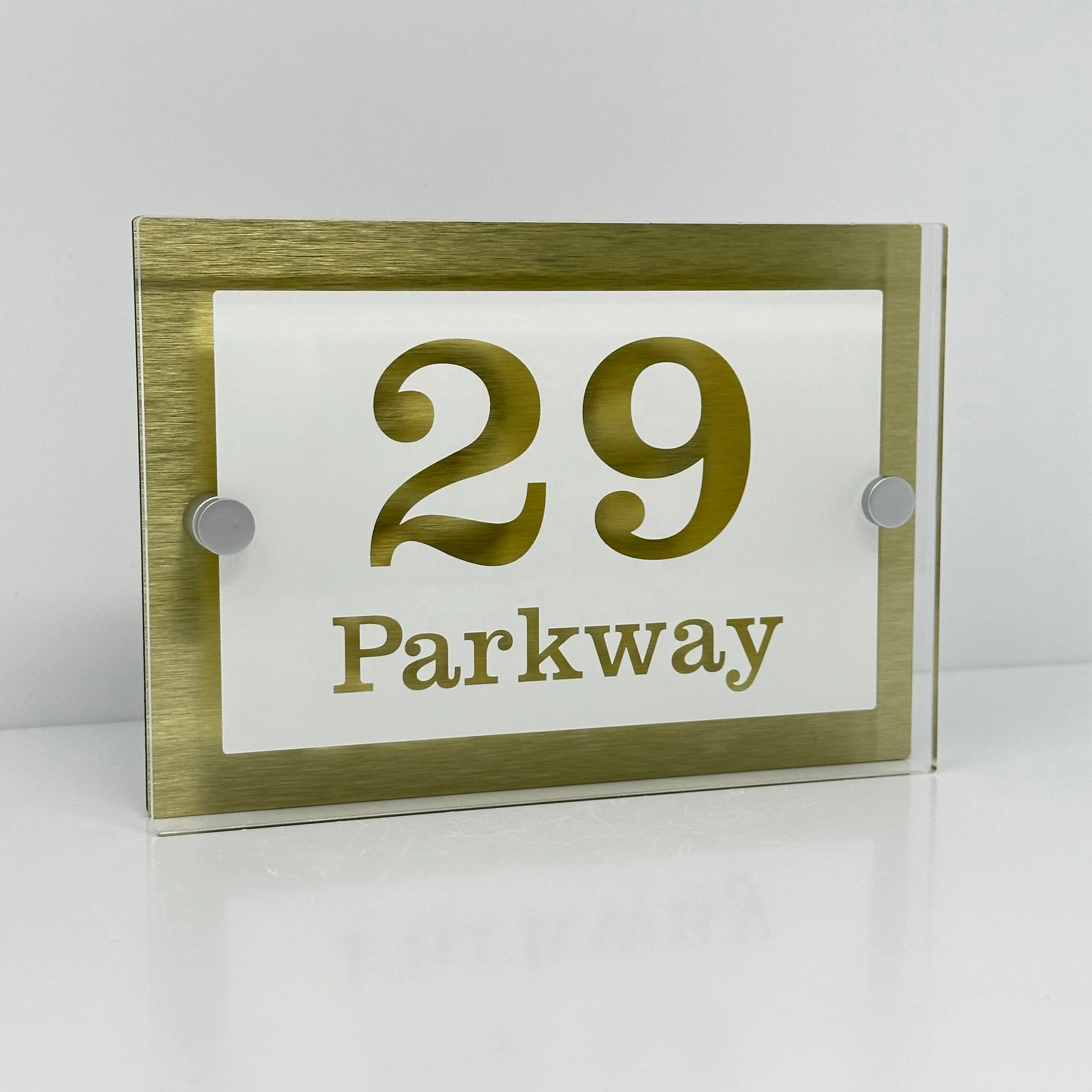 Metal Wall Hanging Room Name Plate Acrylic Front panel stylish Street Name sign with Standoff